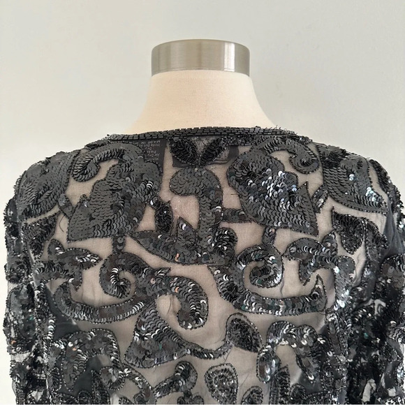 Vintage Robert Anthony 100% Pure Silk Sequin Blazer Top Black S - Picture 9 of 9